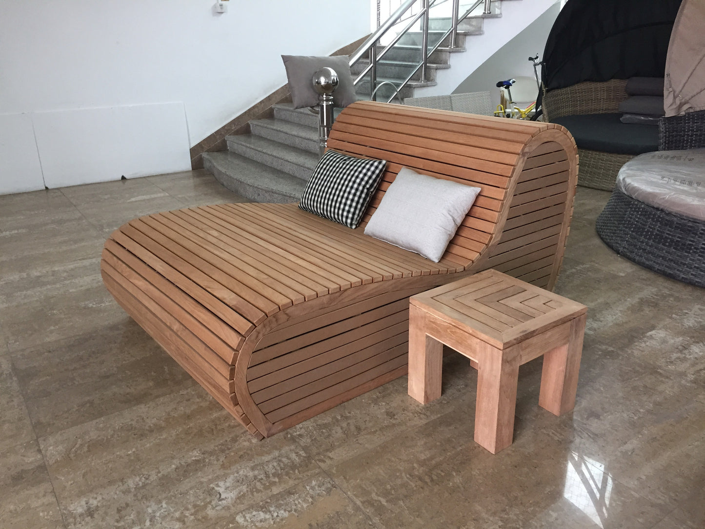 Teak Double Lounger
